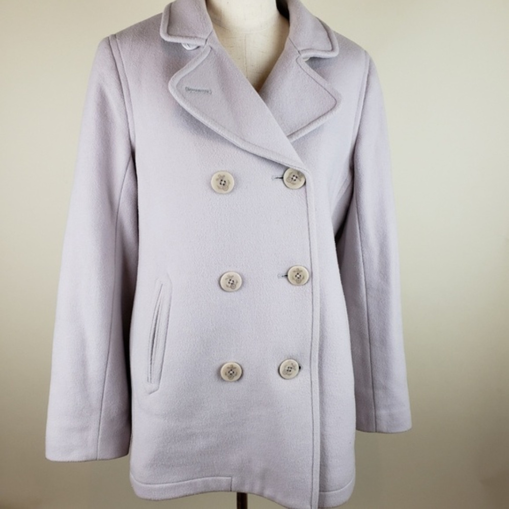 Gorgeous LL Bean Lavender Pea Coat Lambswool sz 12